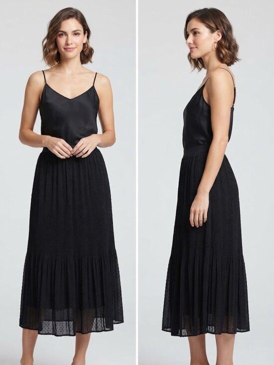 Adrianna Papell Dresses & Skirts - Adrianna Papell Black Pleated Women's Long Midi Skirt Size Medium NEW